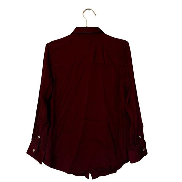 Chico's Burgundy Button-Front Long Sleeve Top - Size Medium - Picture 3 of 6